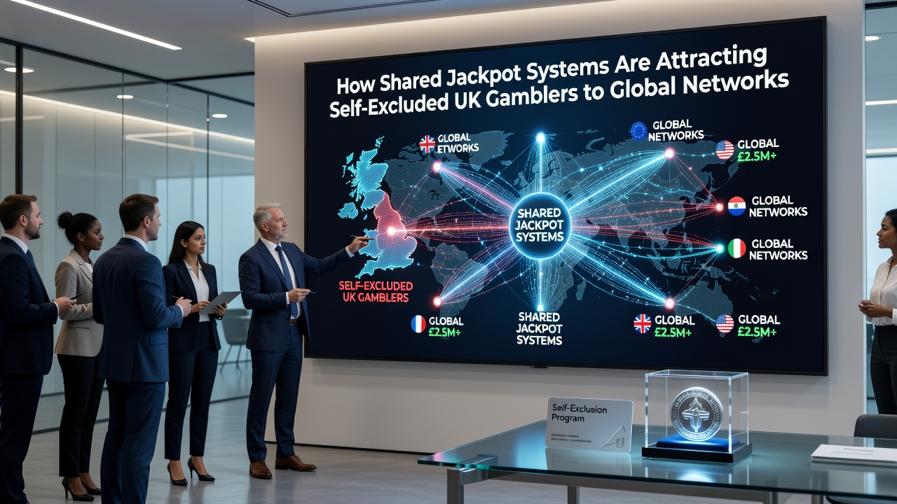 Global casino networks showing interconnected jackpot counters
