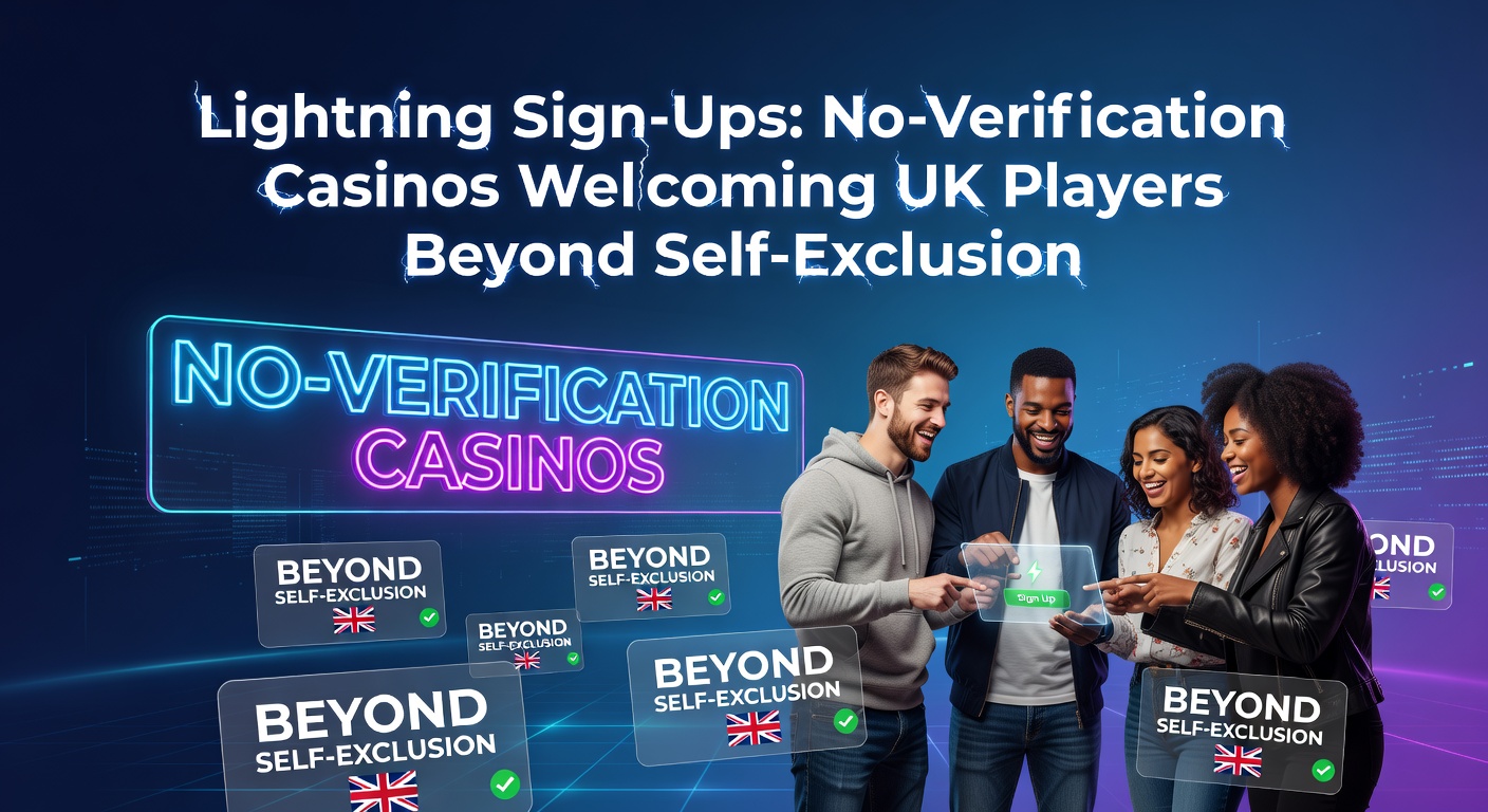 Collage of diverse casino interfaces displaying rapid sign-up buttons, bonus pop-ups, and live game thumbnails accessible without verification barriers