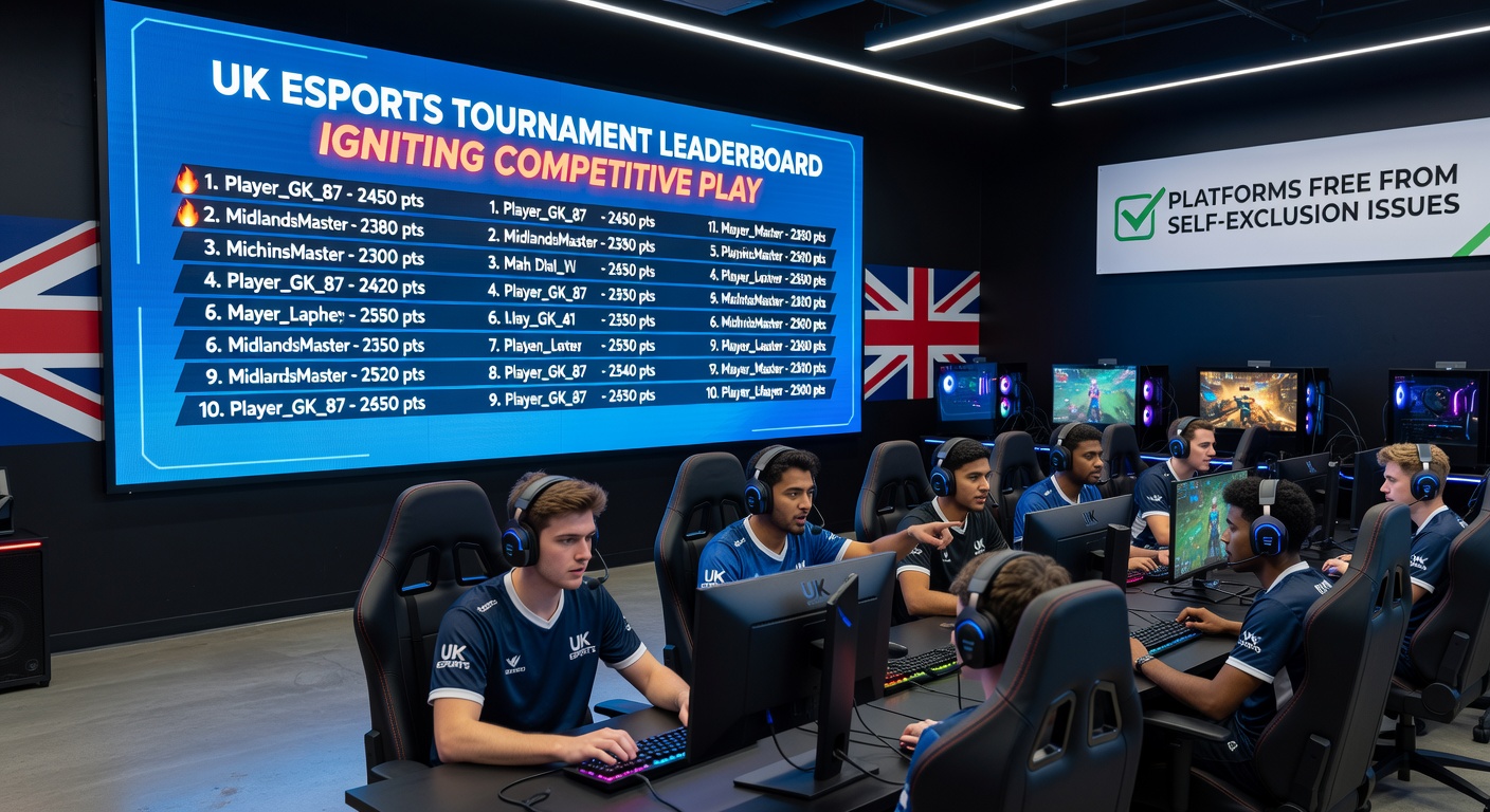 Diverse group of UK players analyzing leaderboard positions during an ongoing casino tournament on a non-mandated platform