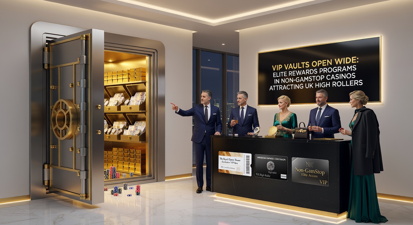 High roller at a private non-GamStop casino table surrounded by luxury rewards, champagne, and personalized VIP service